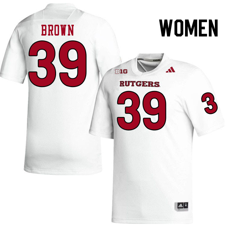 Women #39 Trent Brown Rutgers Scarlet Knights 2024 College Football Jerseys Stitched-White